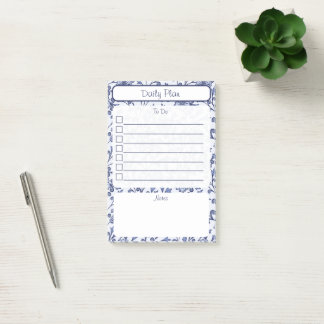 Post-it® Vintage Blue Floral To-Do List Notepad 4"x6"