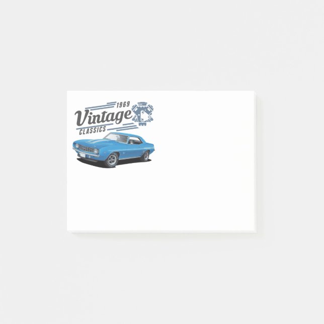 Post-it® Vintage Blue Muscle Car (Devant)