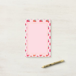 Post-it® Vintage mignonne fraises rouges Fille rose Motif