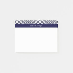 Post-it® Vintage Navy Blue Whats Damask #3 Nom de la marine
