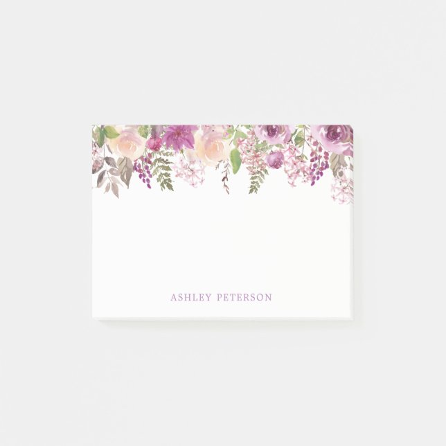 Post-it® Violet Violet floral personnalisé Post-it Notes (Devant)