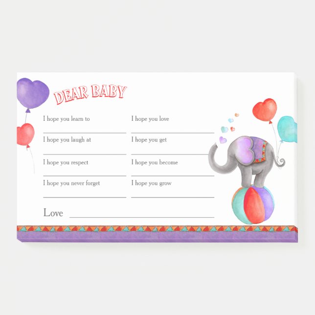 Post-it® Voeux pour baby shower cirque billet il note (Devant)