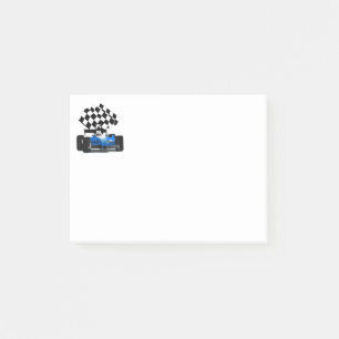 Post-it® Voiture Blue Race avec drapeau À damiers