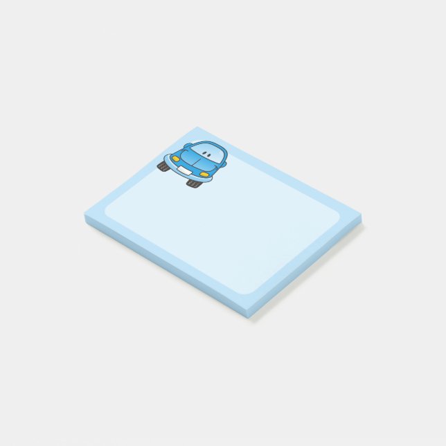 Post-it® Voiture de dessin animé bleu (Incliné)