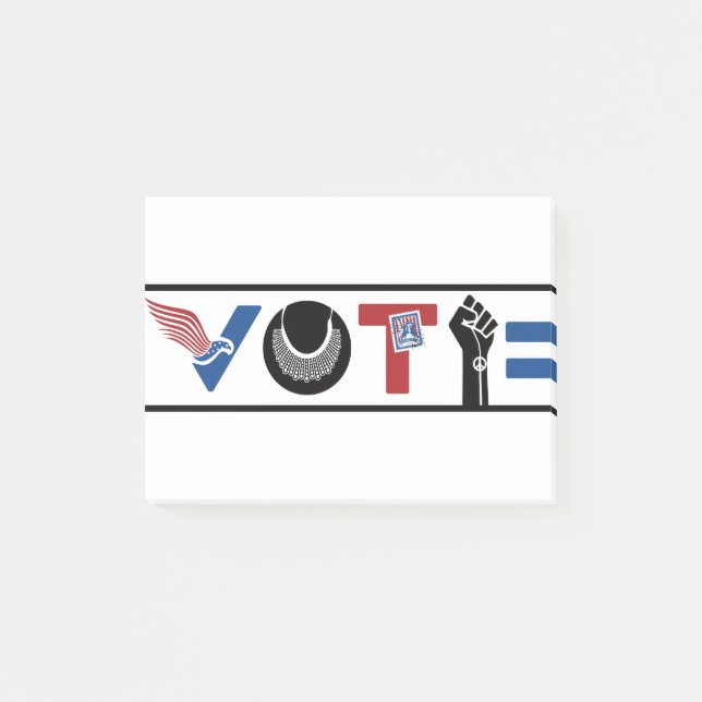 Post-it® VOTE American, RBG, USPS, BLM, Peace and Equality (Devant)