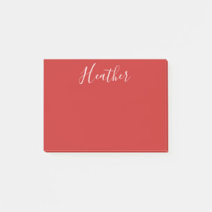 Post-it® Votre écriture blanche personnalisée sur fond roug