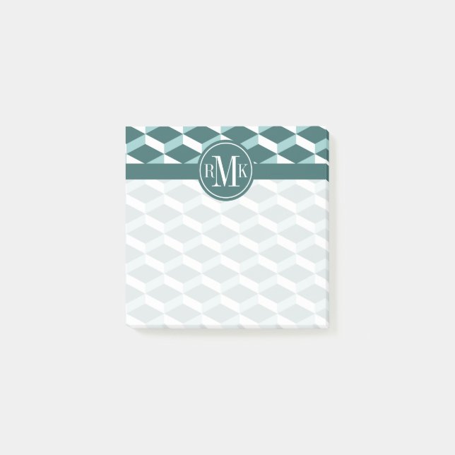 Post-it® Votre monogramme | Motif géométrique d'or (Devant)