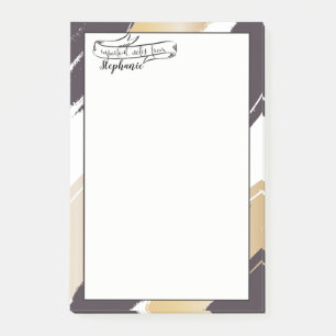 Post-it® VOTRE NOM Trucs de pinceau dorés et noirs modern