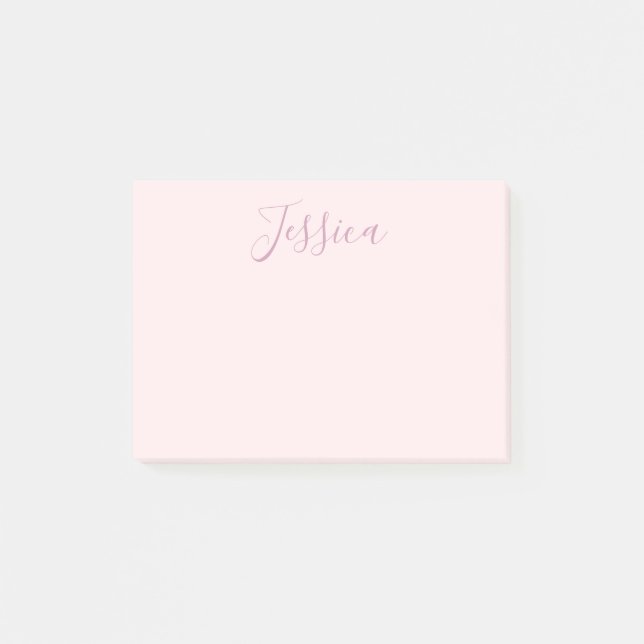 Post-it® Votre texte | Élégant Script & Soft Blush Rose (Devant)