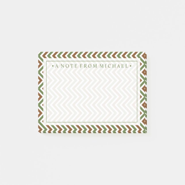 Post-it® Votre texte | Khaki Chevron (Devant)