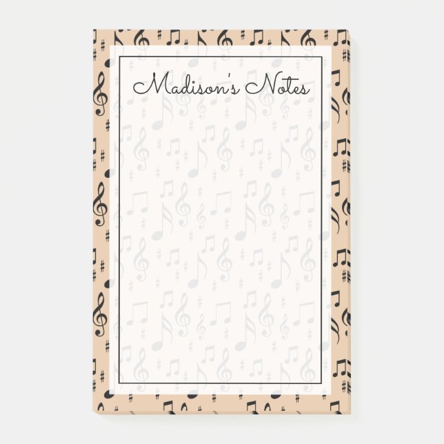 Post-it® Votre texte | Notes musicales (Devant)