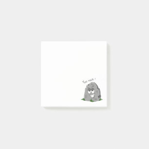 Post-it® Vous assurez ! Drôle pierre grise de dessin animé