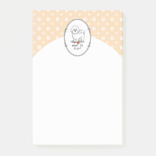 Post-it® Vous voulez jouer ? Bichon Frise Chien avec balle