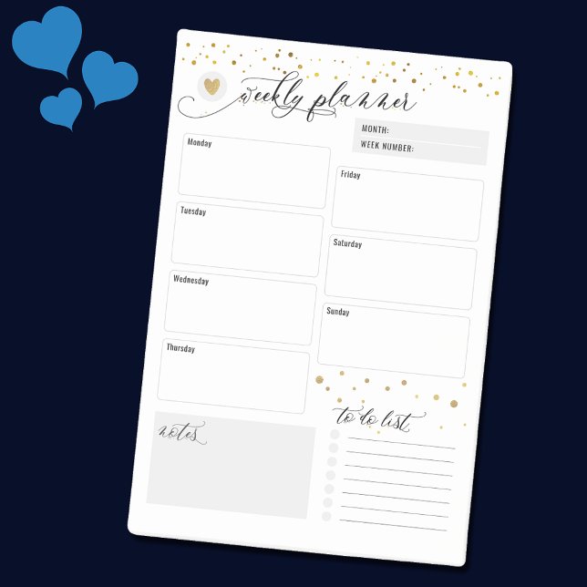 Post-it® Weekly Planner Heart Scatter Gold (Créateur téléchargé)