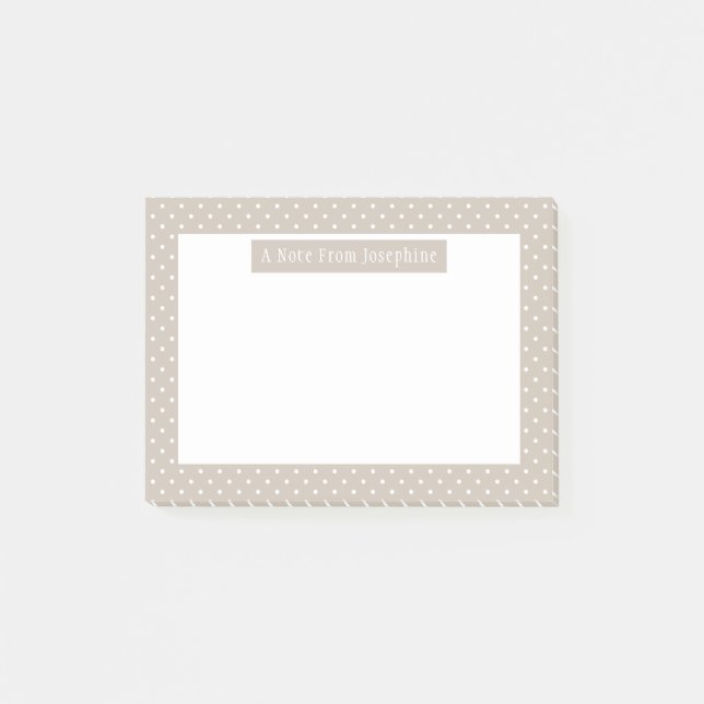Post-it® White On Beige Polka Dots Pattern Custom Text (Devant)