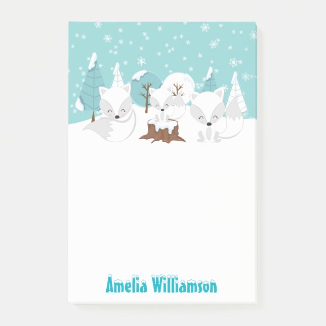 Post-it® Wonderland Winter Foxes arctiques (Devant)