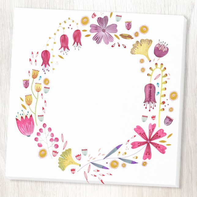 Post-it® Wreath Fleur sauvage aquarelle (Watercolor wildflower wreath post it notes)