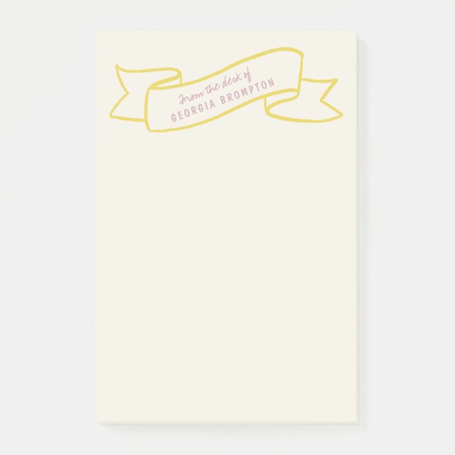 Post-it® Yellow Banner Violet Purple Personalized Name (Devant)