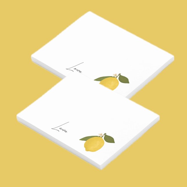 Post-it® Yellow Lemon with Green Leaves | Fresh Citrus  (Créateur téléchargé)