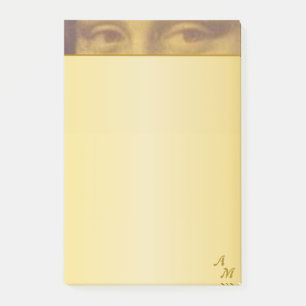 Post-it® Yeux de Mona Lisa vintage et monogramme sur fond d