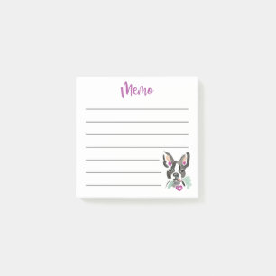 Post Memo Boston Terrier rosa Post-it Klebezettel