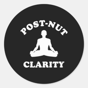 Post-nut Klarheit Lustige Yoga-Meditation Runder Aufkleber