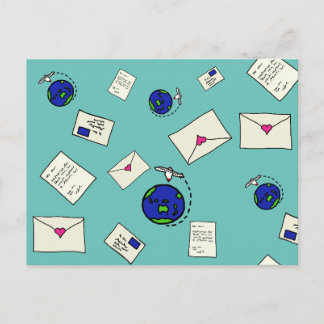 Post rund um die Welt Postkarte