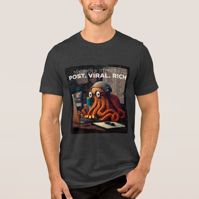 Post Viral Rich - Tintenfisch Gamer Tri-Blend Shirt (Vorderseite)