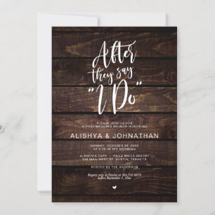 Post Wedding Brunch, rustikales Dark Wood Script Einladung
