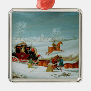 Post-Zug im Schnee Ornament Aus Metall