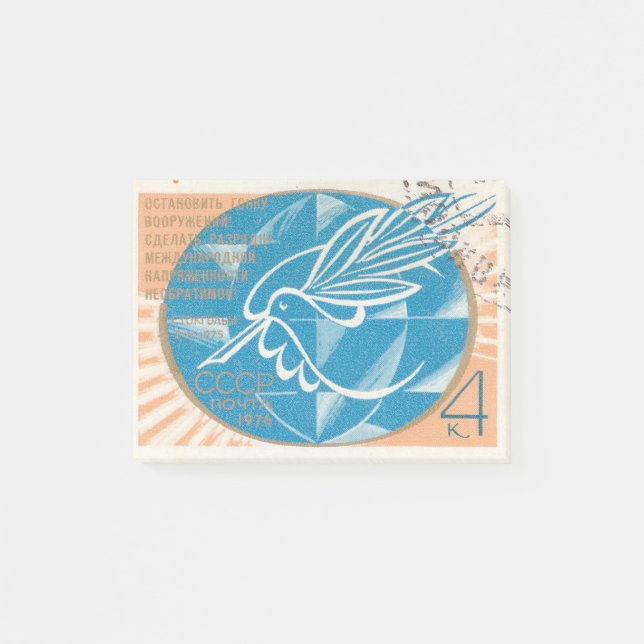 Postage Briefmarke mit einer Taube Post-it Klebezettel (Vorderseite)