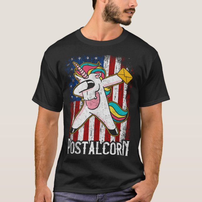 Postal Corn Unicorn Mail Lady  Postal Worker T-Shirt (Vorderseite)