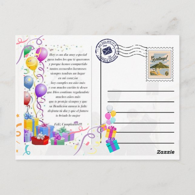 postal para saludo de cumpleaños postkarte (Rückseite)
