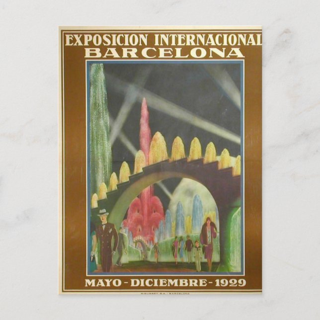 Postal Retrofuturista de la Expo Bcn 1929 Postkarte (Vorderseite)