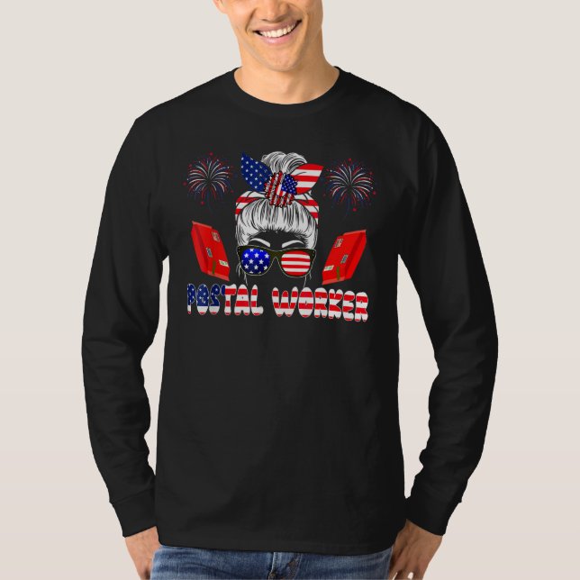 Postal Worker 4th Of July Woman Bow Tie American F T-Shirt (Vorderseite)