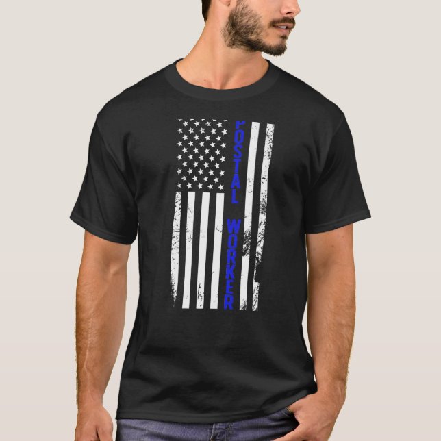 Postal Worker US Flag Postman Mail Carrier Mailman T-Shirt (Vorderseite)
