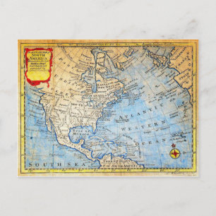 Postale 1747 Bowen Carte de l'Amérique du Nord Géographiqu