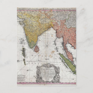 Postale 1748 Homann Héritiers Carte de l'Inde et de l'Asie