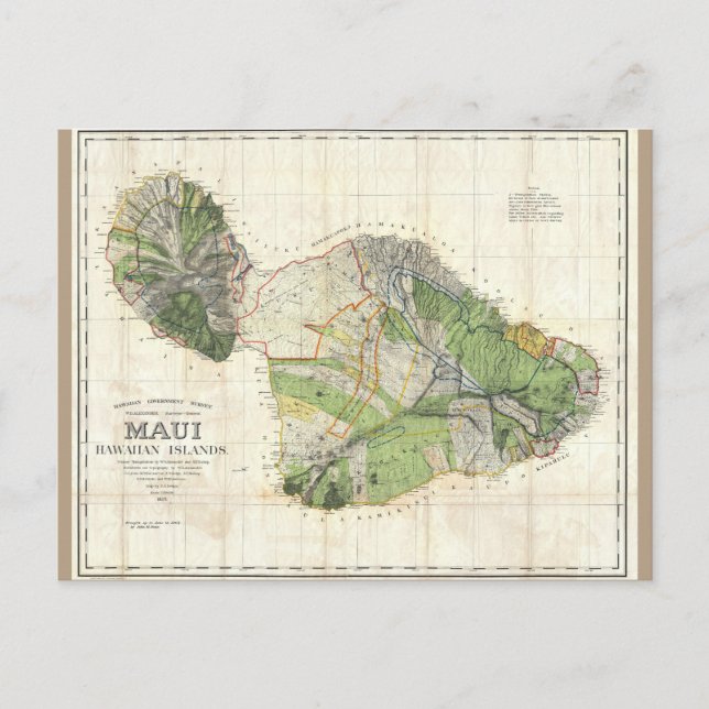 Postale 1885 De Witt Alexander Carte de Maui, Hawaii (Devant)