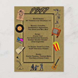 Postale 1947 Grands événements Carte d'anniversaire