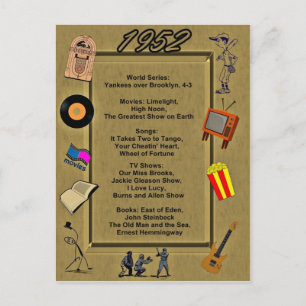 Postale 1952 Grands événements Carte d'anniversaire