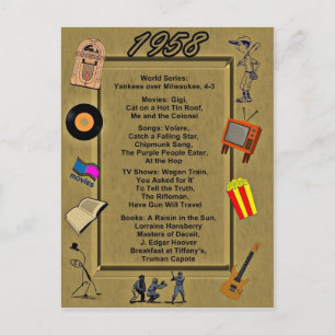 Postale 1958 Grands événements Carte d'anniversaire