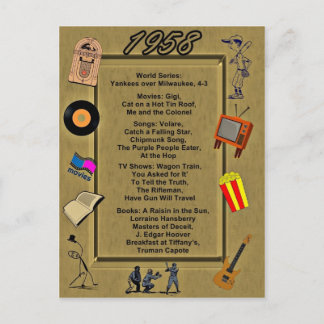 Postale 1958 Grands événements Carte d'anniversaire
