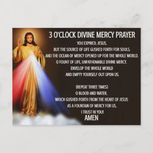Postale 3 O’Clock Divine Mercy Carte de prière