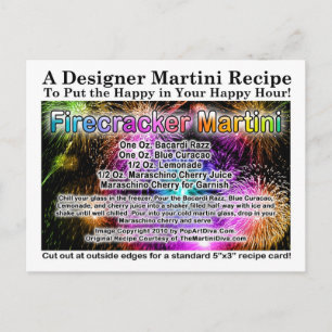 Postale 4 juillet Firecracker Martini Recette Carte postal