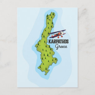 Postale Affiche de voyage illustrée de la carte grecque de