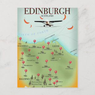 Postale Affiche d'impression de carte d'Édimbourg Ecosse d