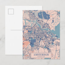 Amsterdam Pays-Bas Carte De Ville Ventée Voyage