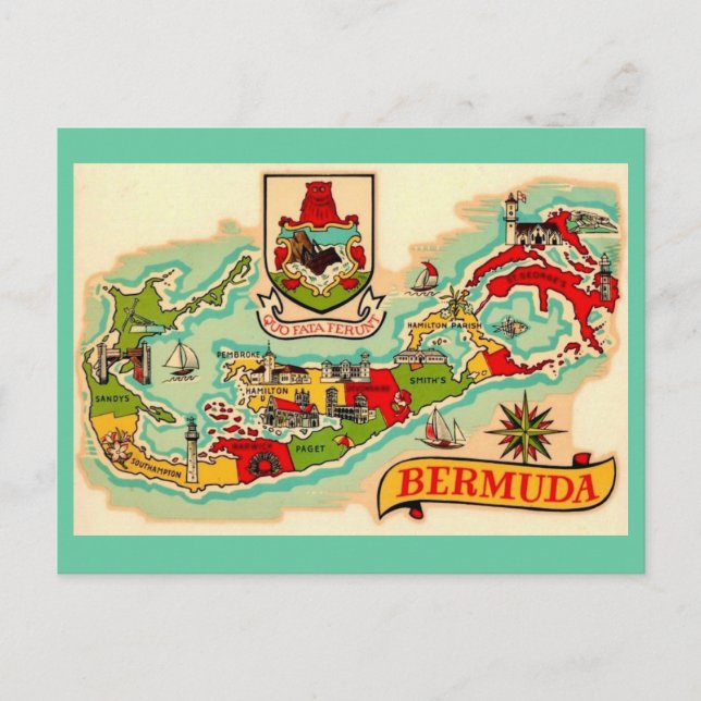 Postale Ancienne carte classique des Bermudes (Devant)