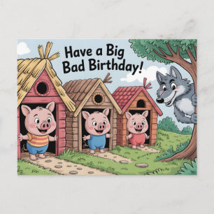 Postale ANNIVERSAIRE MÉCHANT : Illustration d'une carte hu